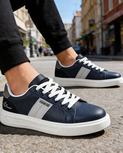 Pantofi sport de barbati din piele ecologica, B4073 - Albastru
