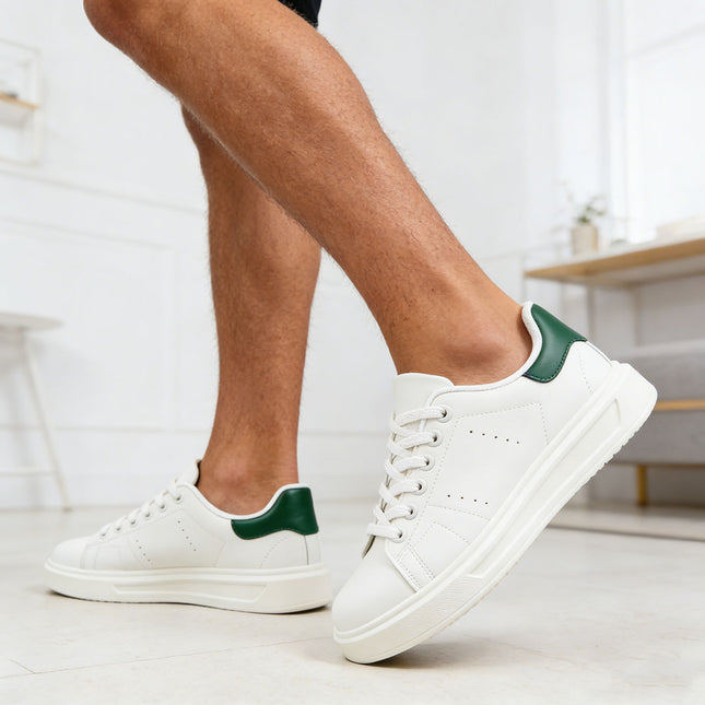 Pantofi sport de barbati,din piele ecologica,B4072,Alb cu Verde