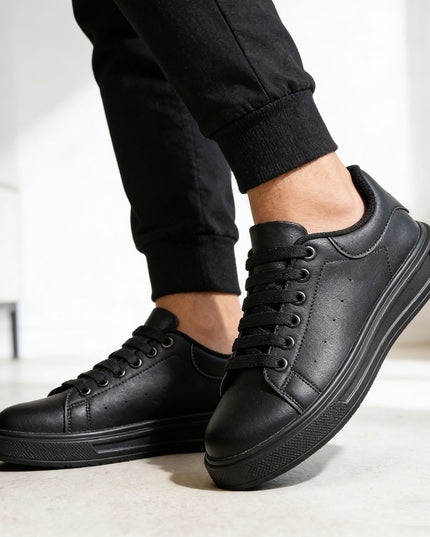 Pantofi sport de barbati din piele ecologica, B4074 - Negru