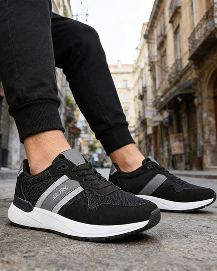 Pantofi sport de barbati din piele ecologica, B4069 - Negru