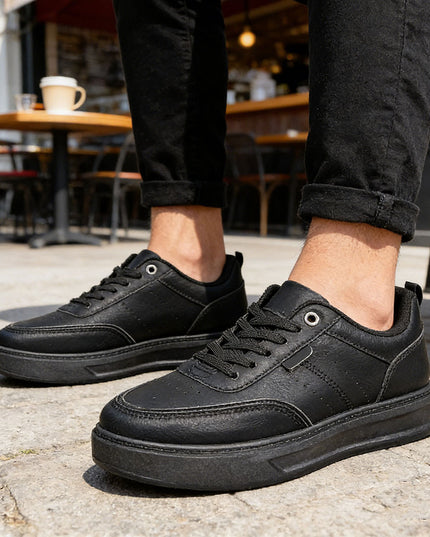 Pantofi sport de barbati din piele ecologica, B4068 - Negru