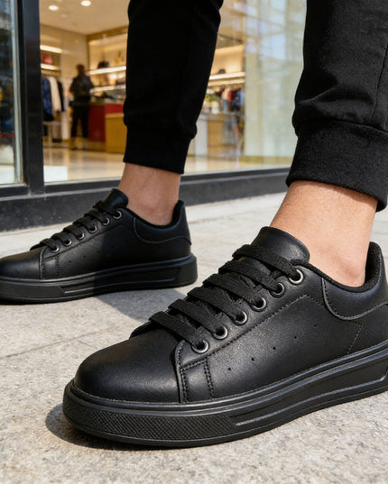 Pantofi sport de barbati din piele ecologica, B4074 - Negru