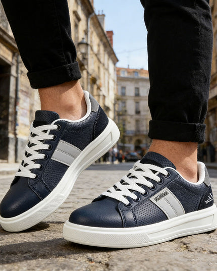 Pantofi sport de barbati din piele ecologica, B4073 - Albastru