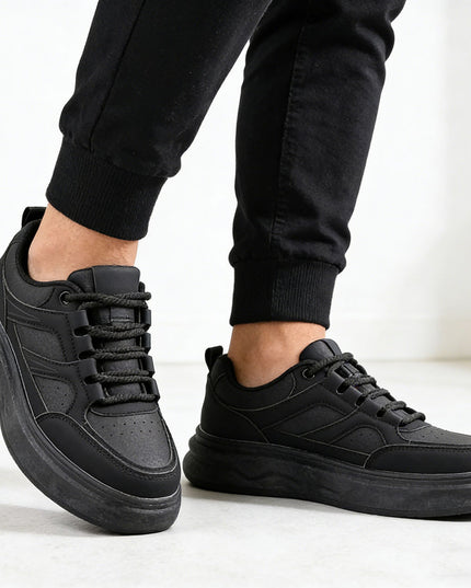 Pantofi sport de barbati din piele ecologica, B4066 - Negru