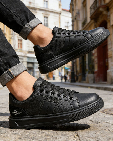 Pantofi sport de barbati din piele ecologica, B4073 - Negru