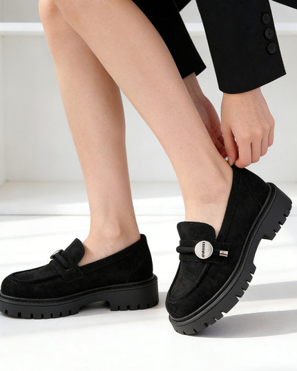 Pantofi casual de dama din piele ecologica intoarsa, P1265 - Negru