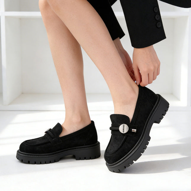 Pantofi casual de dama,Din piele ecologica intoarsa,P1265,Negru