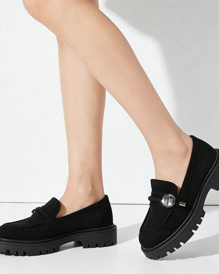 Pantofi casual de dama din piele ecologica intoarsa, P1265 - Negru