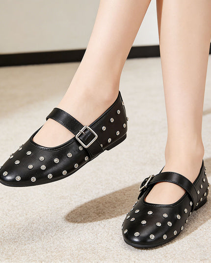 Balerini Casual De Dama cu strasuri stralucitoare, BL501 - Negru