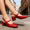 Pantofi casual de dama,Cu Toc Groasa,Din piele ecologica,P1286,Visiniu