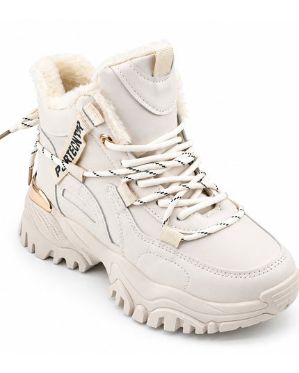 Pantofi sport de dama,Cu interior imblanit,D1457,Bej