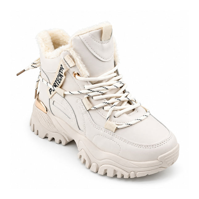 Pantofi sport de dama,Cu interior imblanit,D1457,Bej