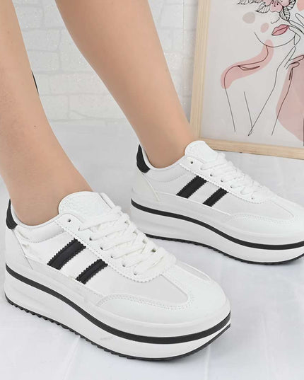 Pantofi Sport De Dama din material textil, D1494 - Alb