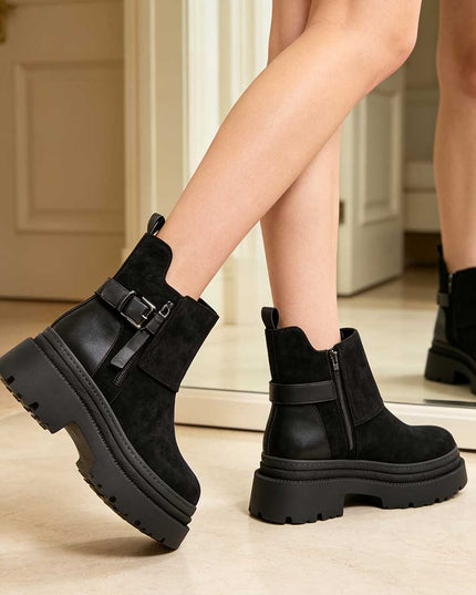 Ghete de dama,Din piele ecologica cu interior imblanit,GD1125,Negru