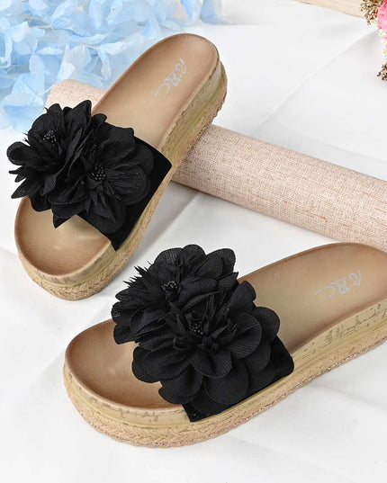 Papuci Casual De Dama din piele intoarsa ecologica, PD1089 - Negru