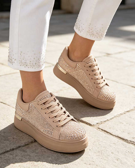 Pantofi Sport De Dama,Din Piele ecologica intoarsa,D1514.Bej