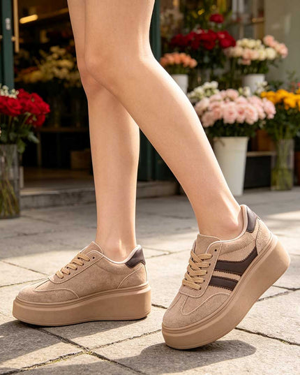 Pantofi Sport De Dama,Din Piele ecologica intoarsa,D1510,Kaki