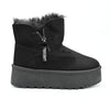 Дамски ботуши, тип Ugg, изработени от екологичен велур, с подплата от кожа, CD1017, черни