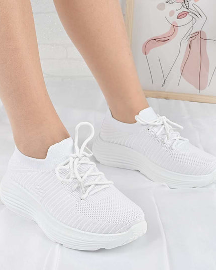 Pantofi Sport De Dama din material textil, D1491 - Alb
