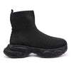 Pantofi Sport Inalti De Dama,Cu model sosete,D1384,Negru