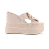 Papuci Casual De Dama,Cu platforma,Din Piele Ecologica,SA18,Bej