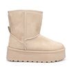 Дамски ботуши, тип Ugg, изработени от екологичен велур, с подплата от кожа, CD1011, бежов