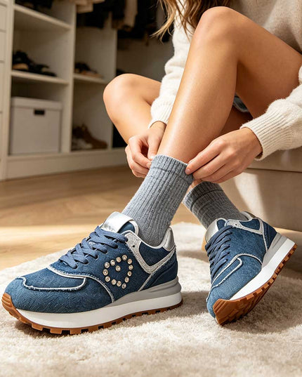 Pantofi sport pentru damă D1399, albaștri, din denim