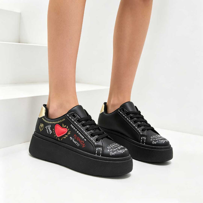 Pantofi sport de dama,Cu Piele ecologica,D1362, Negru