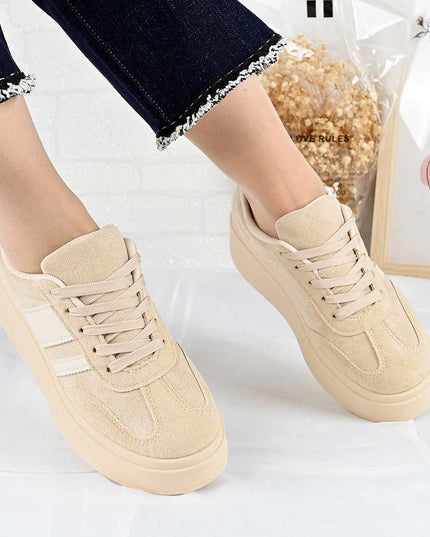 Pantofi Sport De Dama din Piele ecologica, D1482 - Bej