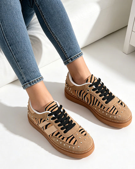 Pantofi Sport De Dama din piele ecologica intoarsa, D1420 - Leopard