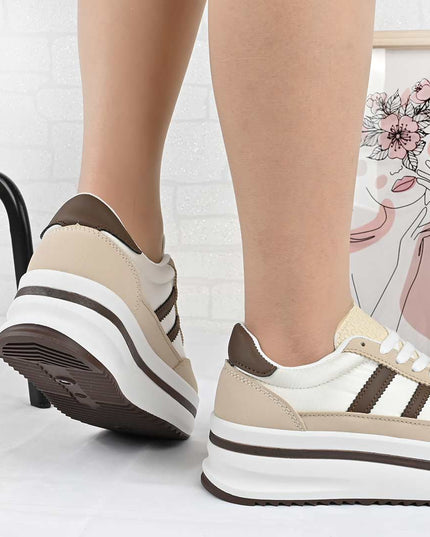 Pantofi Sport De Dama din material textil, D1494 - Bej
