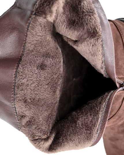 Ghete de dama,Din piele ecologica cu interior imblanit,GD1128,Maro
