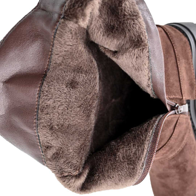 Ghete de dama,Din piele ecologica cu interior imblanit,GD1128,Maro