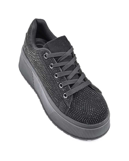 Pantofi Sport De Dama,Cu platforma,Din Piele ecologica intoarsa,D1515,Negru