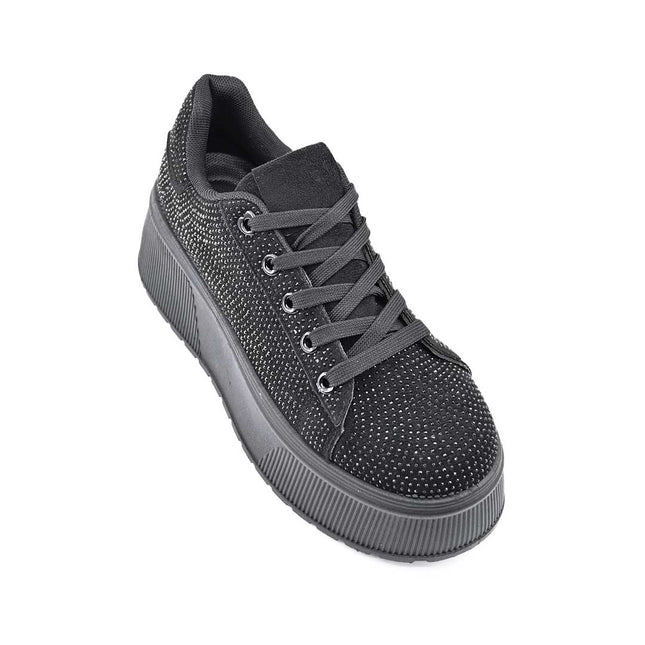Pantofi Sport De Dama,Cu platforma,Din Piele ecologica intoarsa,D1515,Negru
