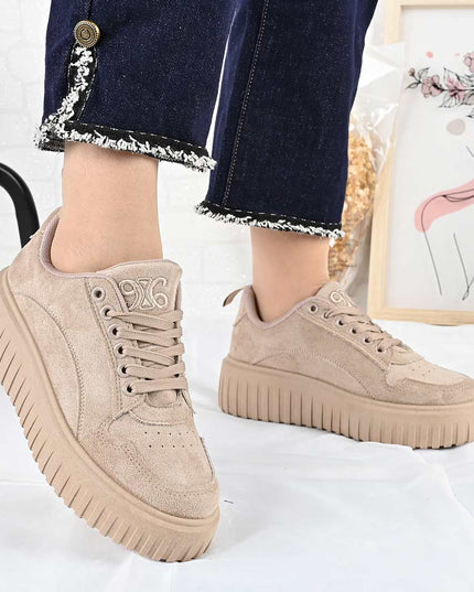 Pantofi Sport De Dama din Piele ecologica, D1483 - Kaki