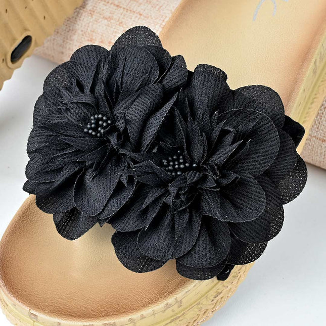 Papuci Casual De Dama din piele intoarsa ecologica, PD1089 - Negru