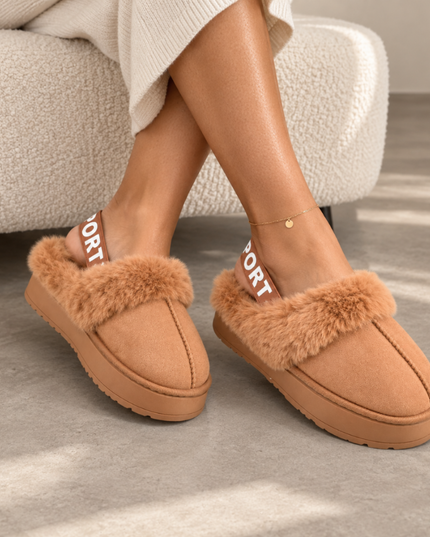Papuci de casa Dama,Cu Imblaniti,PD1127,Camel