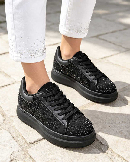 Pantofi Sport De Dama,Din Piele ecologica intoarsa,D1514.Negru