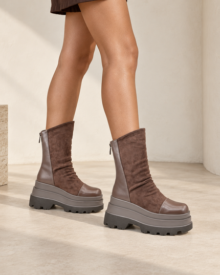 Ghete de dama,Din piele ecologica lacuita cu interior imblanit,GD1130,Maro