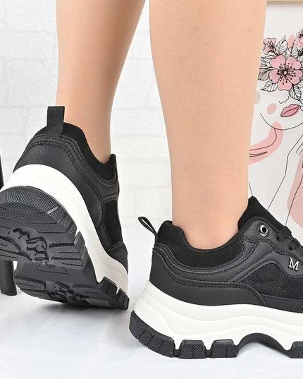 Pantofi Sport De Dama din Piele ecologica, D1499 - Negru