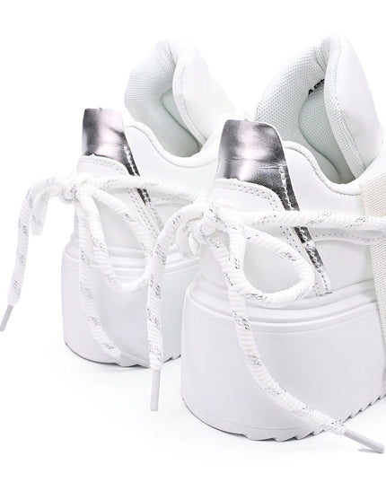 Pantofi Sport De Dama cu Platforma, din piele ecologica, D1413 - Alb