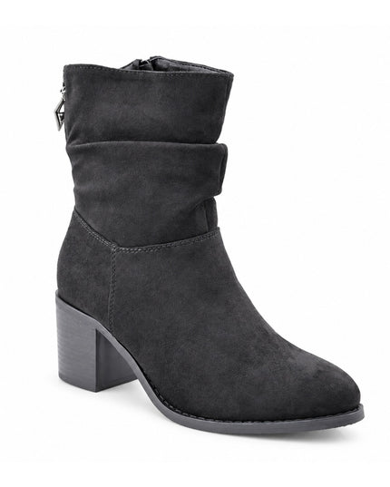 Botine de dama,din piele ecologică întoarsă, cu toc gros, BD1022,Negre