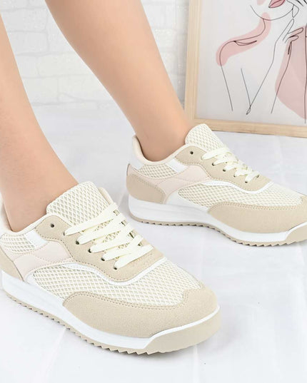 Pantofi Sport De Dama din material textil, D1495 - Bej