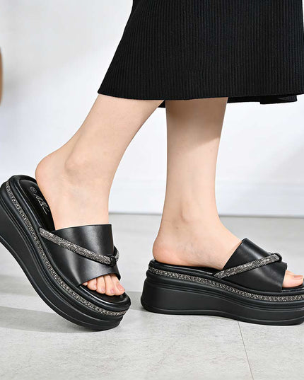 Papuci Casual De Dama din piele ecologica, PD1101 - Negru