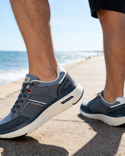 Pantofi sport de barbati din piele ecologica, B4061 - Albastru