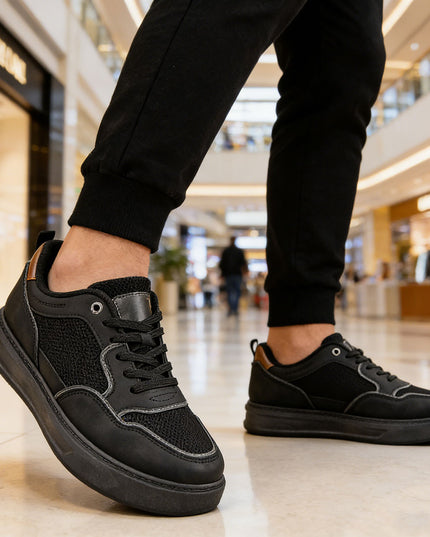 Pantofi sport de barbati din piele ecologica, B4071 - Negru