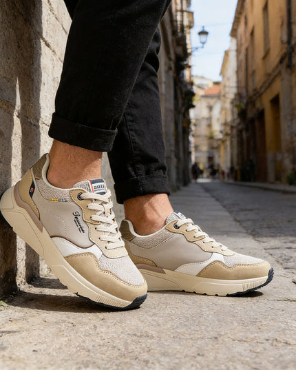 Pantofi sport de barbati cu inseretii din plasa - B4063.Bej