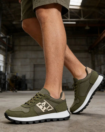 Pantofi sport de barbati,Din piele ecologica,B1297,Verde OEM
