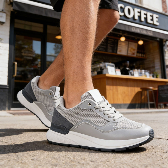 Pantofi sport de barbati,cu inseretii din plasa,B4054,Gri